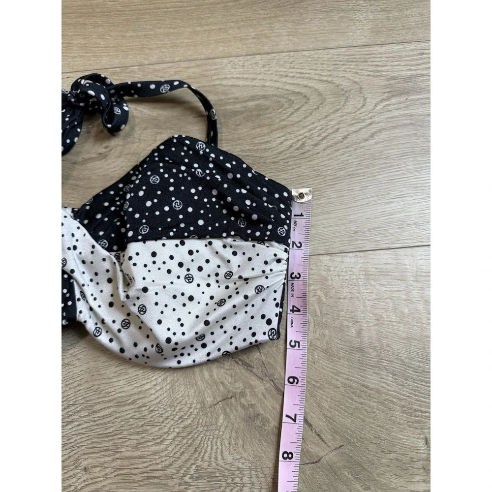 EUC Y2K Victorias Secret‎ Twist Knockout Bikini Top Black White Polkadot SZ 34DD